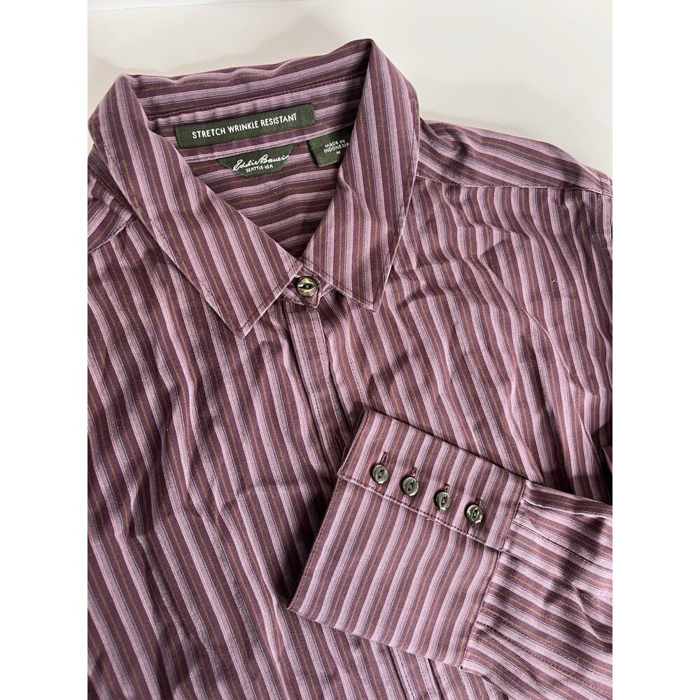 Vtg Eddie Bauer Shirt Mens Sz M, Red Button Up Striped